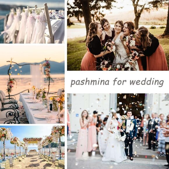 🆕 Women Cream Evening Dress Wedding Pashmina Shawls Winter Warm Silky Scarves - Picture 5 of 6